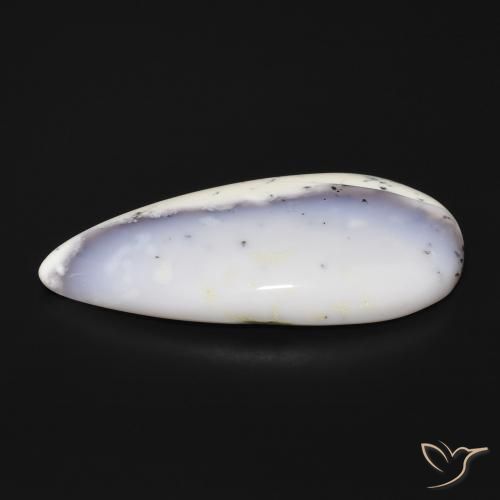 Ágata dendrítica Blanco con negro natural de 43.66 ct, En forma de pera, Opaco