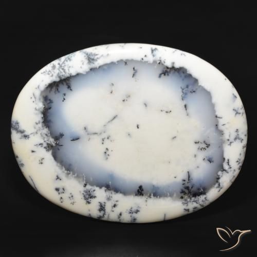 215.80ct Natural Blanco con negro Ágata dendrítica, Ovalada, Opaco