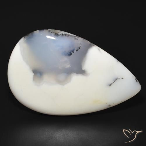 66.10ct Natural Blanco con negro Ágata dendrítica, En forma de pera, Opaco