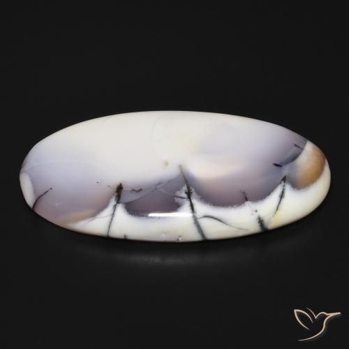 Ágata dendrítica Blanco con negro natural de 98.41 ct, Ovalada, Opaco