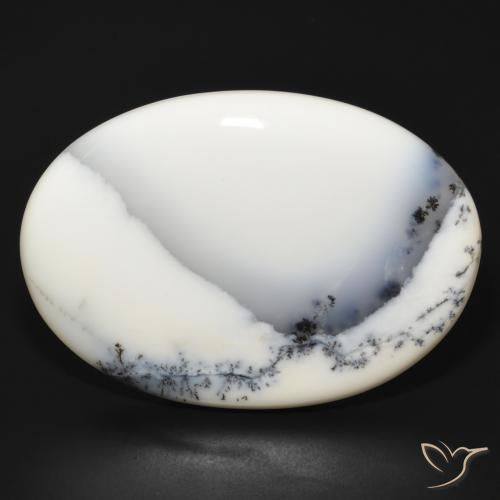 83.43ct Natural Blanco con negro Ágata dendrítica, Ovalada, Opaco