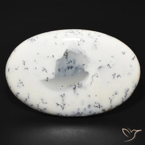 88.08ct Natural Blanco con negro Ágata dendrítica, Ovalada, Opaco