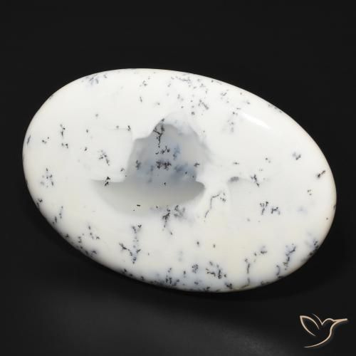 Ágata dendrítica Blanco con negro natural de 88.08 ct, Ovalada, Opaco