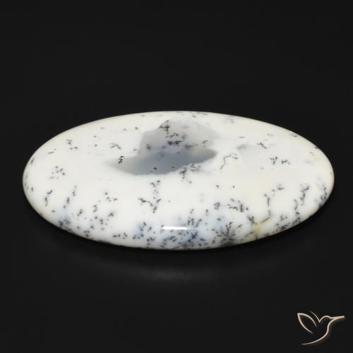 Ágata dendrítica Blanco con negro natural de 88.08 ct, Ovalada, Opaco