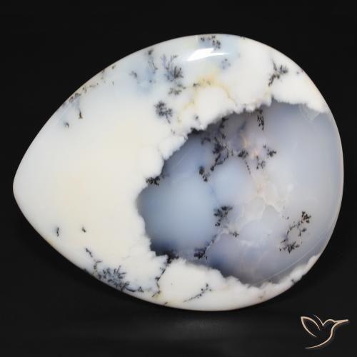 159.38ct Natural Blanco con negro Ágata dendrítica, En forma de pera, Opaco