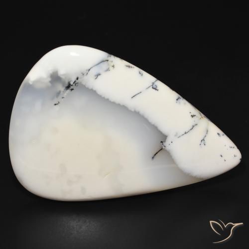 113.87ct Natural Blanco con negro Ágata dendrítica, En forma de pera, Opaco