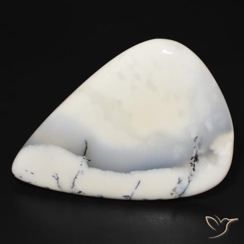 Ágata dendrítica Blanco con negro natural de 113.87 ct, En forma de pera, Opaco