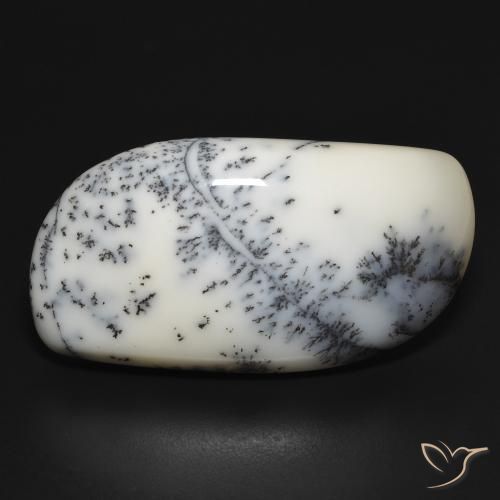 35.33ct Natural Blanco con negro Ágata dendrítica, Elegante, Opaco