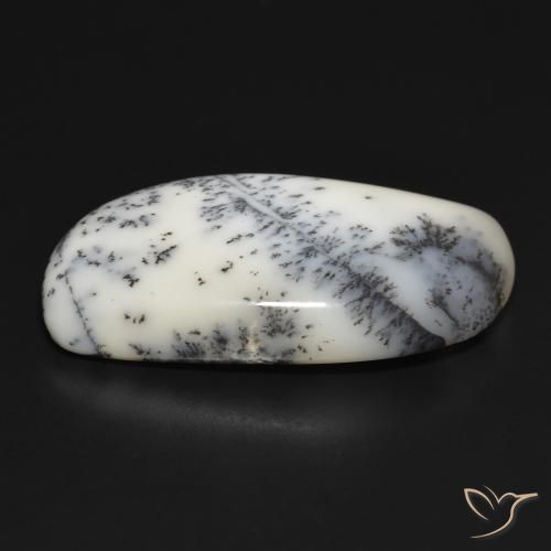 Ágata dendrítica Blanco con negro natural de 35.33 ct, Elegante, Opaco