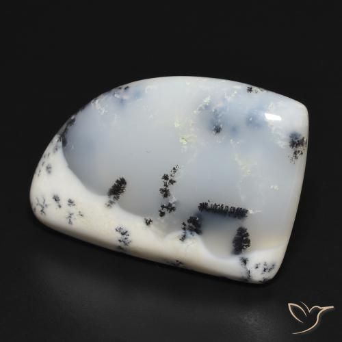 Ágata dendrítica Blanco con negro natural de 20.32 ct, Elegante, Opaco