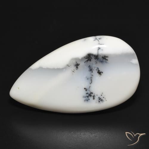 29.30ct Natural Blanco con negro Ágata dendrítica, En forma de pera, Opaco