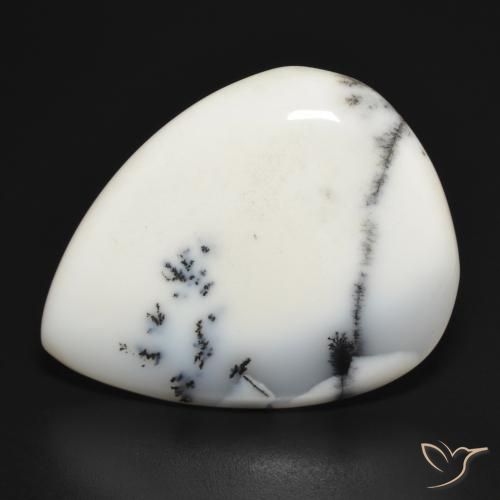 31.45ct Natural Blanco con negro Ágata dendrítica, En forma de pera, Opaco