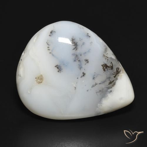 Ágata dendrítica Blanco con negro natural de 20.76 ct, En forma de pera, Opaco
