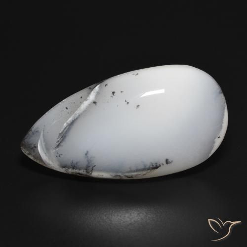 28.02ct Natural Blanco con negro Ágata dendrítica, En forma de pera, Opaco