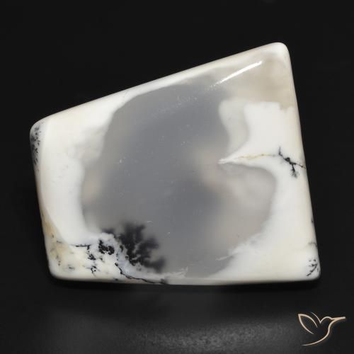 33.09ct Natural Blanco con negro Ágata dendrítica, Elegante, Translúcido