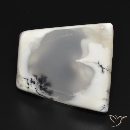 Ágata dendrítica Blanco con negro natural de 33.09 ct, Elegante, Translúcido