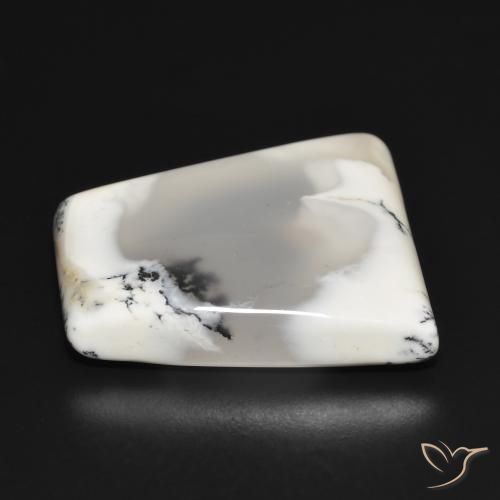Ágata dendrítica Blanco con negro natural de 33.09 ct, Elegante, Translúcido