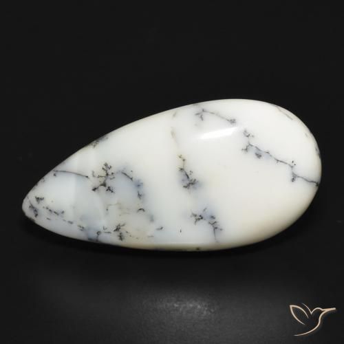11.14ct Natural Blanco con negro Ágata dendrítica, En forma de pera, Opaco