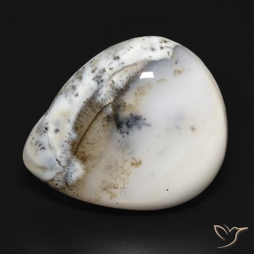 24.75ct Natural Blanco con negro Ágata dendrítica, En forma de pera, Opaco