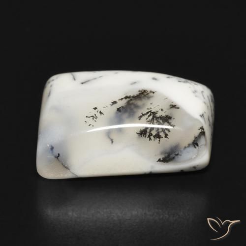 Ágata dendrítica Blanco con negro natural de 10.55 ct, Elegante, Opaco