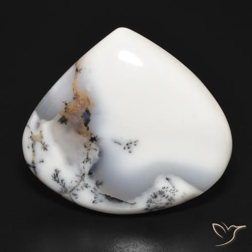 34.61ct Natural Blanco con negro Ágata dendrítica, En forma de pera, Opaco