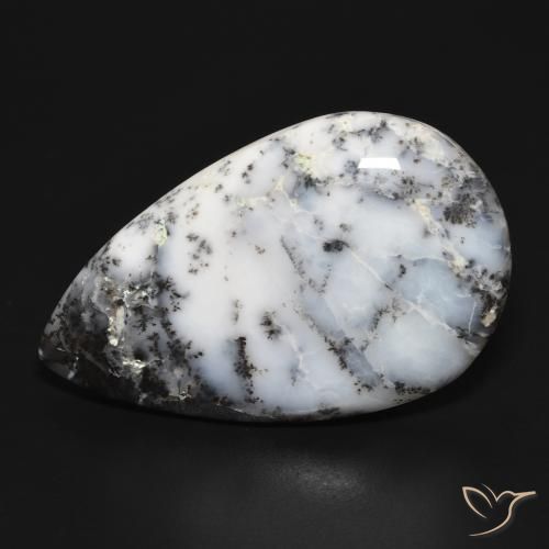 29.38ct Natural Blanco con negro Ágata dendrítica, En forma de pera, Opaco