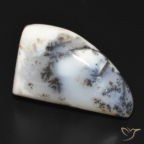 Ágata dendrítica Blanco con negro natural de 33.60 ct, Elegante, Opaco