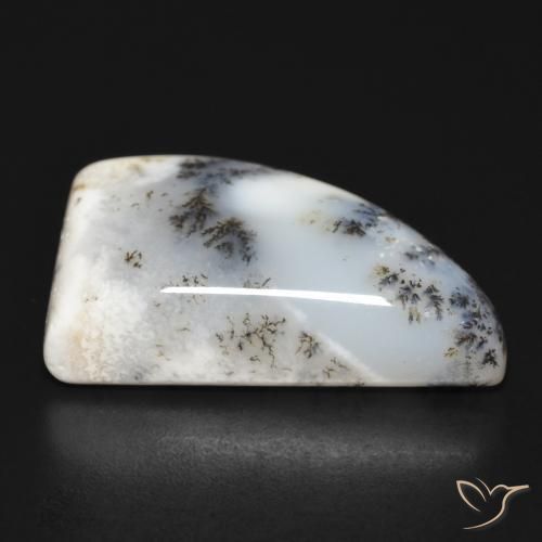 Ágata dendrítica Blanco con negro natural de 33.60 ct, Elegante, Opaco