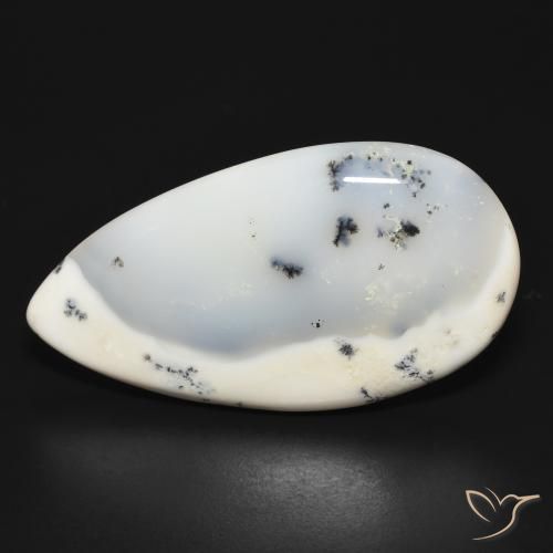32.04ct Natural Blanco con negro Ágata dendrítica, En forma de pera, Opaco