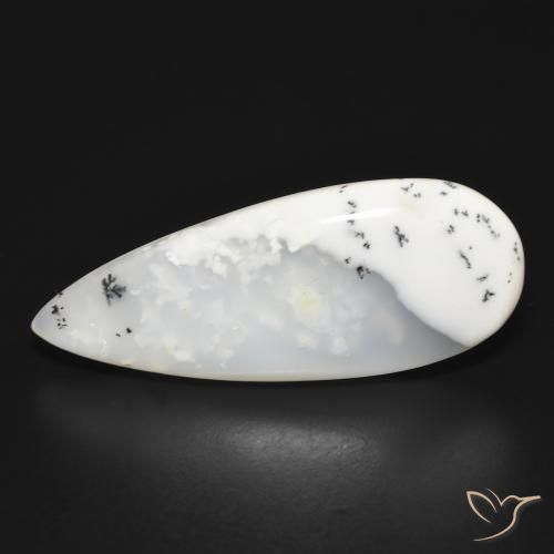 20.07ct Natural Blanco con negro Ágata dendrítica, En forma de pera, Translúcido