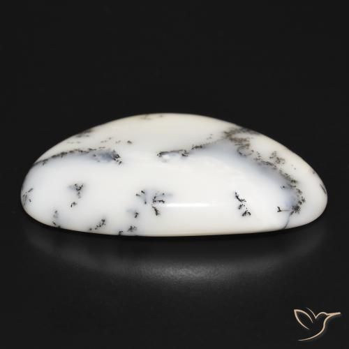 Ágata dendrítica Blanco con negro natural de 31.47 ct, Elegante, Opaco