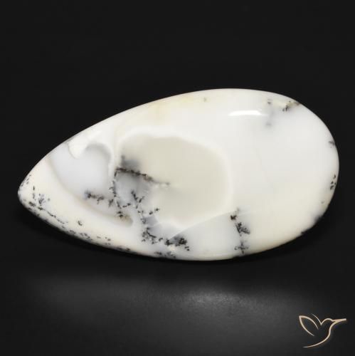 32.69ct Natural Blanco con negro Ágata dendrítica, En forma de pera, Opaco