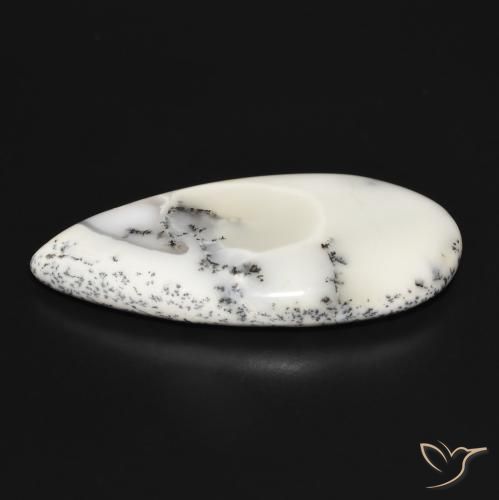 Ágata dendrítica Blanco con negro natural de 32.69 ct, En forma de pera, Opaco
