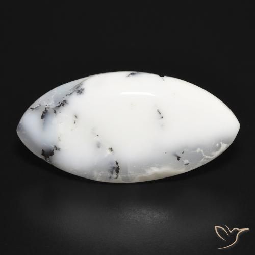 17.03ct Natural Blanco con negro Ágata dendrítica, Marquesa, Opaco