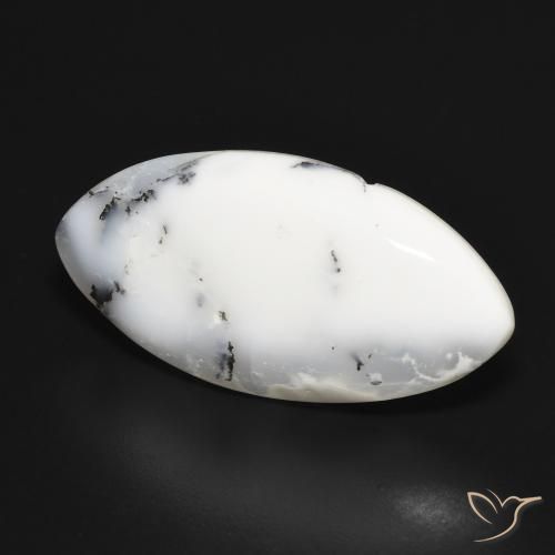 Ágata dendrítica Blanco con negro natural de 17.03 ct, Marquesa, Opaco