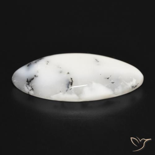 Ágata dendrítica Blanco con negro natural de 17.03 ct, Marquesa, Opaco