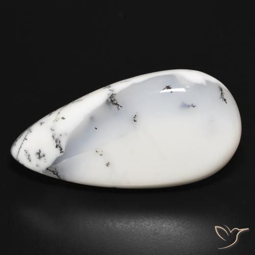 34.01ct Natural Blanco con negro Ágata dendrítica, En forma de pera, Opaco