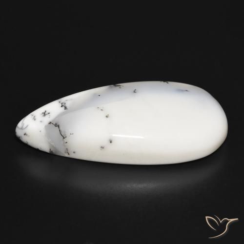 Ágata dendrítica Blanco con negro natural de 34.01 ct, En forma de pera, Opaco