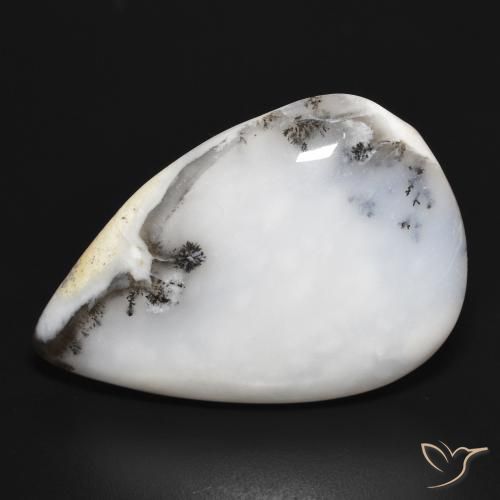 29.80ct Natural Blanco con negro Ágata dendrítica, En forma de pera, Opaco