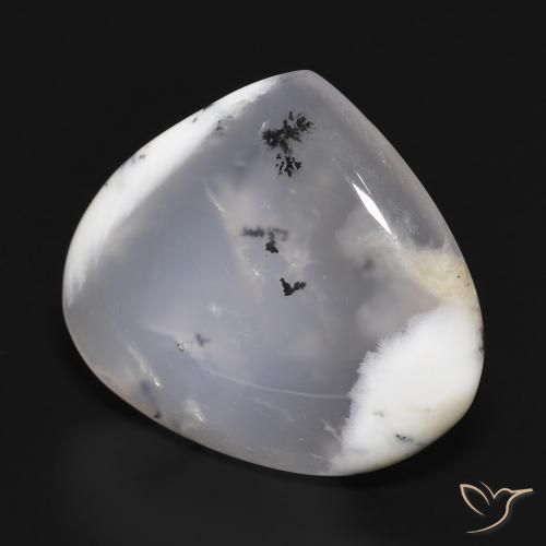 Ágata dendrítica Blanco con negro natural de 17.98 ct, En forma de pera, Translúcido
