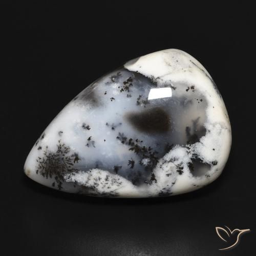 23.36ct Natural Blanco con negro Ágata dendrítica, En forma de pera, Opaco