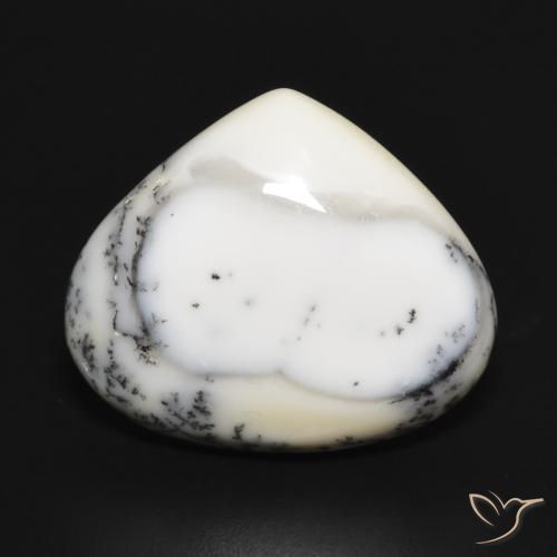 11.88ct Natural Blanco con negro Ágata dendrítica, En forma de pera, Opaco
