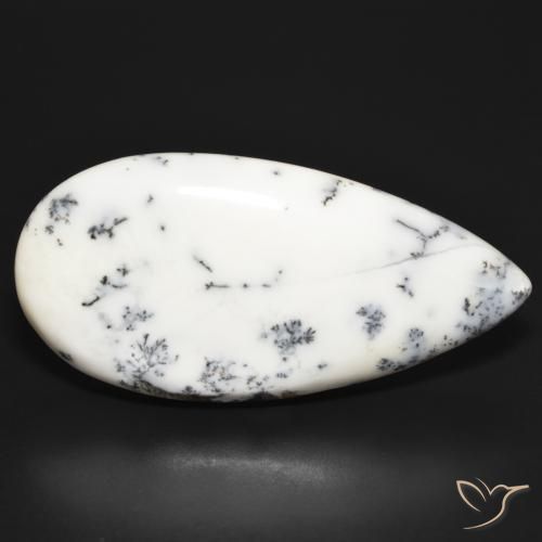 Ágata dendrítica Blanco multicolor natural de 52.47 ct, En forma de pera, Opaco