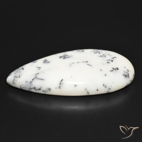 Ágata dendrítica Blanco multicolor natural de 52.47 ct, En forma de pera, Opaco
