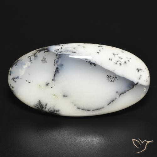 32.41ct Natural Blanco con negro Ágata dendrítica, Ovalada, Opaco