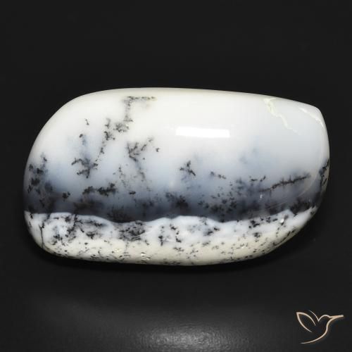 30.95ct Natural Blanco con negro Ágata dendrítica, Elegante, Opaco