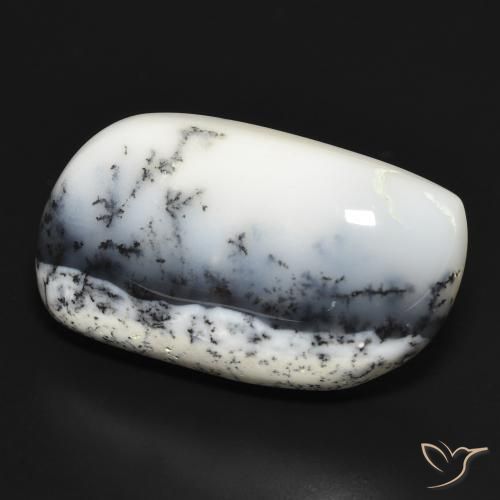 Ágata dendrítica Blanco con negro natural de 30.95 ct, Elegante, Opaco