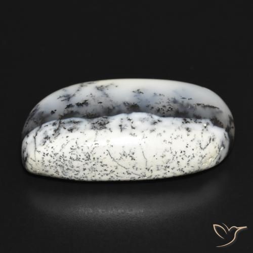 Ágata dendrítica Blanco con negro natural de 30.95 ct, Elegante, Opaco