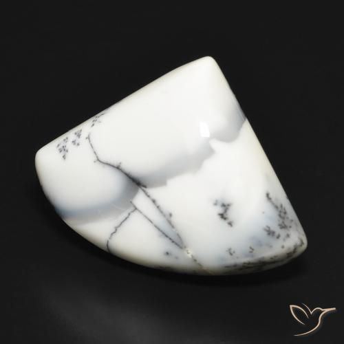 Ágata dendrítica Blanco con negro natural de 20.70 ct, Elegante, Opaco