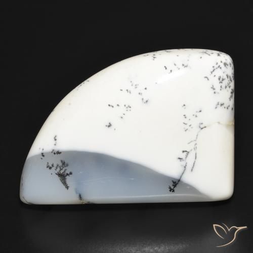 39.45ct Natural Blanco con negro Ágata dendrítica, Elegante, Opaco